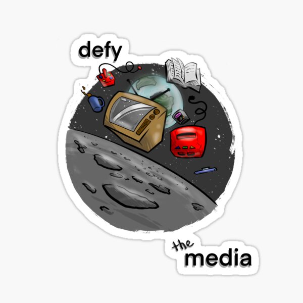 Item preview, Defy the Media | Retro Tech Floating Above the Moon designed and sold by Pierce Pen Works.