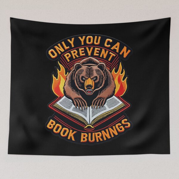 Item preview, Only You Can Prevent Book Burnings Fierce Bear Embroidered Patch Design designed and sold by ArtDesignTp.