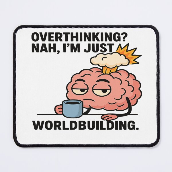 Item preview, Overthinking? Nah, I’m Just Worldbuilding. – Funny Brain Meme designed and sold by darkan1.