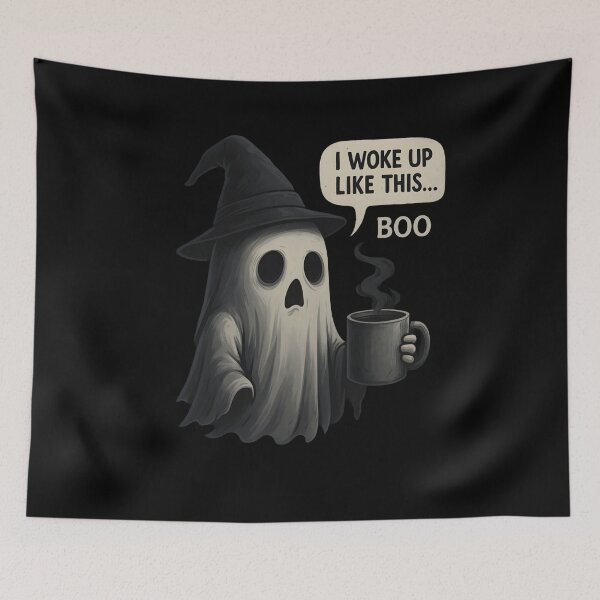 Item preview, Moody Ghost Coffee Sticker – I Woke Up Like This... Boo designed and sold by CosmicSplendor.