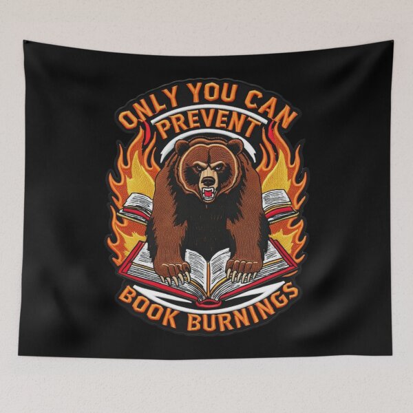 Item preview, Only You Can Prevent Book Burnings Fierce Bear Embroidered Patch Design designed and sold by ArtDesignTp.