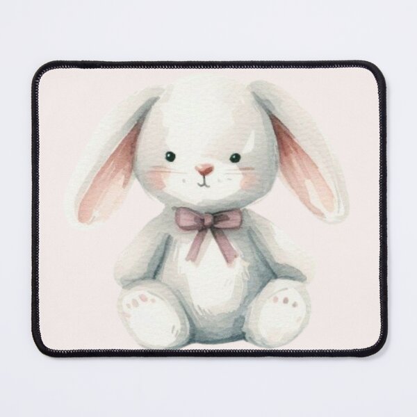 Item preview, Blushing white bunny with bow designed and sold by DaintyDooodles.
