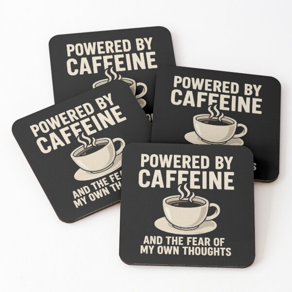 Item preview, Powered by Caffeine & Anxiety - Funny Coffee Mental Health Design designed and sold by TheoVerse.