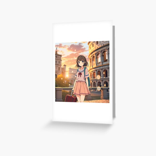 Item preview, Chica de anime que viaja a roma  designed and sold by casamomo.