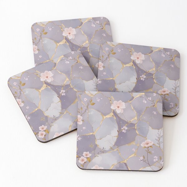 Item preview, Elegant Kintsugi Floral Pattern – Soft Lavender & Gold Seamless Design designed and sold by Dino-Lune.