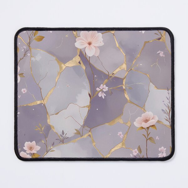 Item preview, Elegant Kintsugi Floral Pattern – Soft Lavender & Gold Seamless Design designed and sold by Dino-Lune.