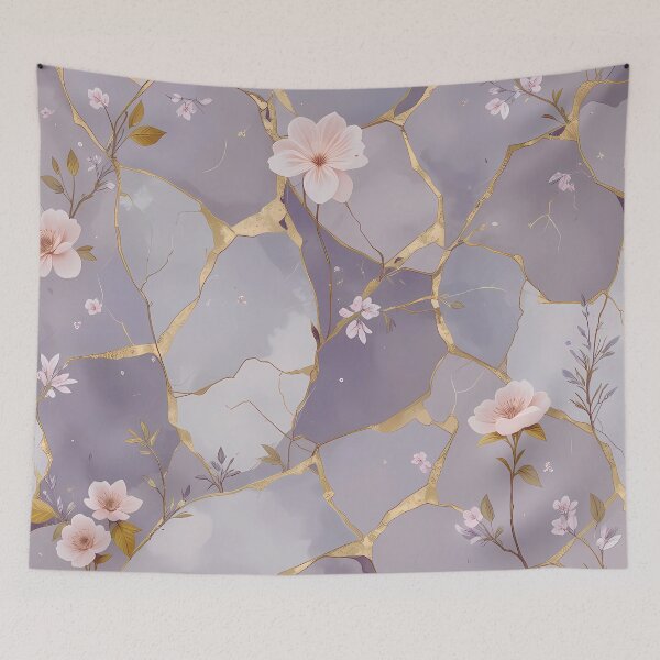 Item preview, Elegant Kintsugi Floral Pattern – Soft Lavender & Gold Seamless Design designed and sold by Dino-Lune.