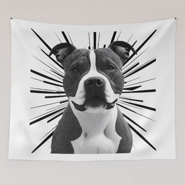 Item preview, Pointillist Pitbull Terrier  with Starburst – Artistic Dog Lover Design designed and sold by Fredster1966.
