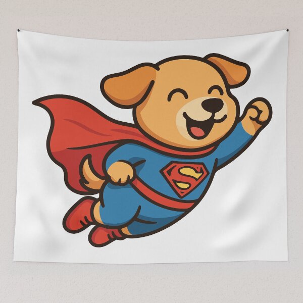 Item preview, Super Puppy – Flying Cartoon Dog in Hero Costume designed and sold by Emanova9.
