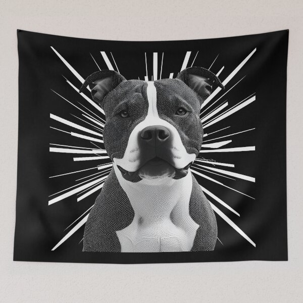 Item preview, Pointillist Pitbull Terrier with Starburst – Artistic Dog Lover Design designed and sold by Fredster1966.