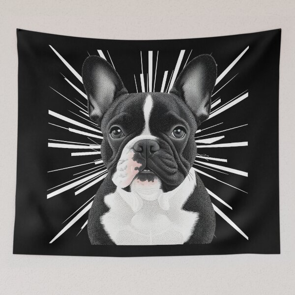 Item preview, Pointillist French Bulldog with Starburst – Artistic Frenchie Bulldog Design designed and sold by Fredster1966.