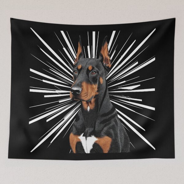 Item preview, Pointillist Doberman Pinscher with Starburst – Bold Artistic Dog Design designed and sold by Fredster1966.