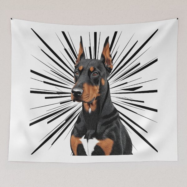 Item preview, Pointillist Doberman Pinscher with Starburst – Bold Artistic Dog Design designed and sold by Fredster1966.