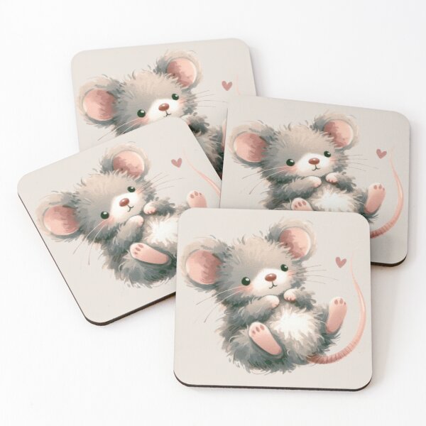 Item preview, Cute Fluffy grey mouse blushing  designed and sold by DaintyDooodles.