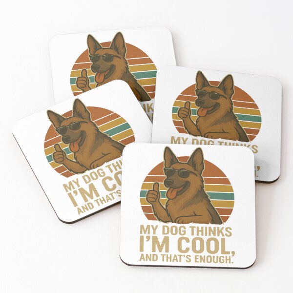 Item preview, My Dog Thinks I'm Cool - German Shepherd Funny Retro Dog Design designed and sold by ExitSignArchive.