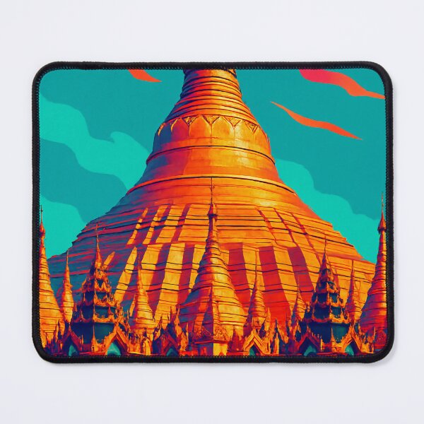 Item preview, Shwedagon Pagoda Retro Travel Poster | Digital Pop Art Myanmar Landmark | Vibrant Buddhist Temple Illustration | Yangon Cityscape Wall Art | Southeast Asia Travel Aesthetic designed and sold by PaintedPixels01.