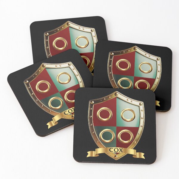Item preview, Cox Family Shield   Golden Rings and Quartered Shield with Proud Banner designed and sold by Highlandkings.