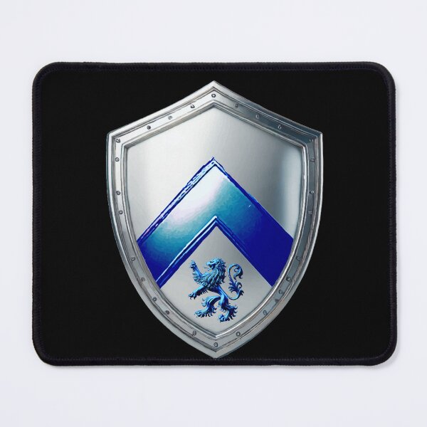 Item preview, Richards Shield   Bold Blue Chevron and Fierce Lion on Silver Armor designed and sold by Highlandkings.