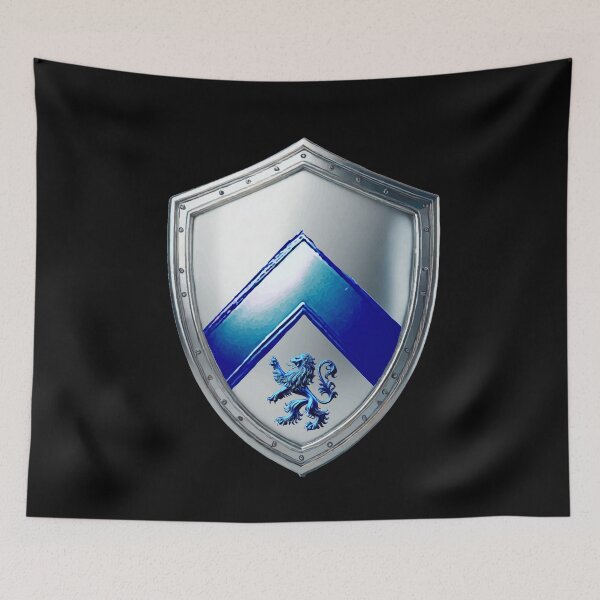 Item preview, Richards Shield   Bold Blue Chevron and Fierce Lion on Silver Armor designed and sold by Highlandkings.