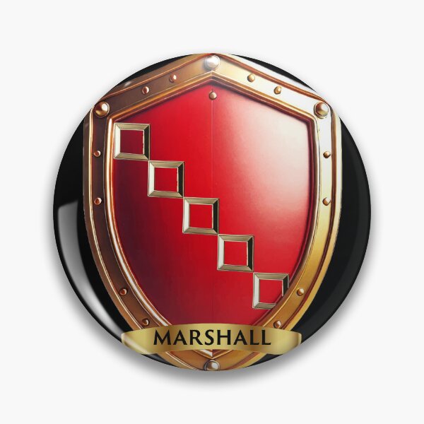 Item preview, Marshall Family Shield   Golden Steps on Red with Noble Name Banner designed and sold by Highlandkings.