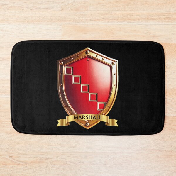 Item preview, Marshall Family Shield   Golden Steps on Red with Noble Name Banner designed and sold by Highlandkings.