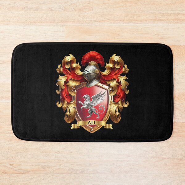 Item preview, Ali Family Crest  Silver Griffin on Red and Gold Shield designed and sold by Highlandkings.