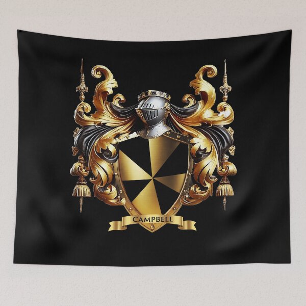 Item preview, Campbell Family Crest  Black and Gold Pinwheel Shield of Power designed and sold by Highlandkings.
