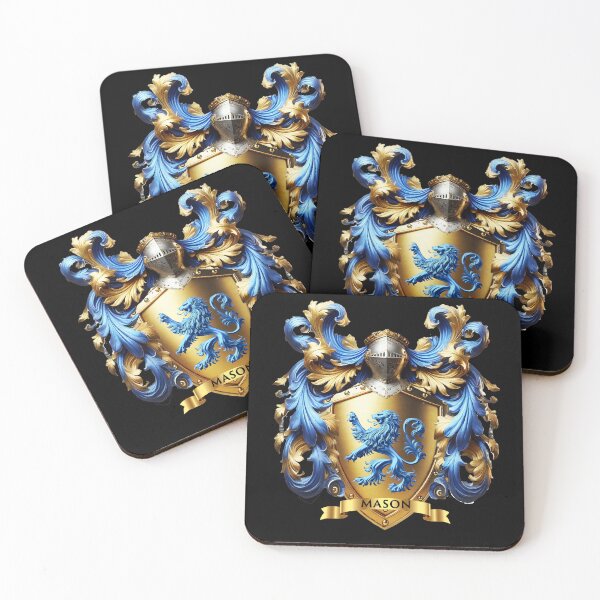 Item preview, Mason Family Crest  Blue Lion of Strength, Craft, and Legacy designed and sold by Highlandkings.