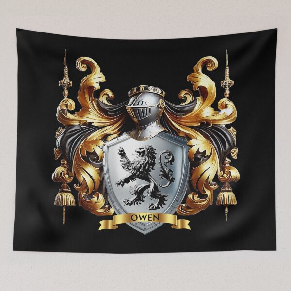 Item preview, Owen Family Crest  Silver Shield, Black Lion, Timeless Welsh Pride designed and sold by Highlandkings.