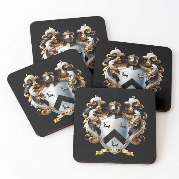 Item preview, Rogers Family Crest  Stags of Strength and a Chevron of Honor designed and sold by Highlandkings.