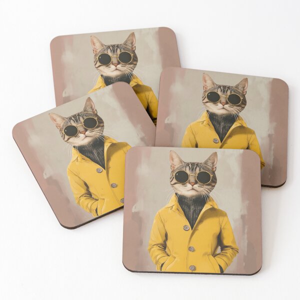 Item preview, Cat with glasses and yellow coat designed and sold by RichiMoreno.