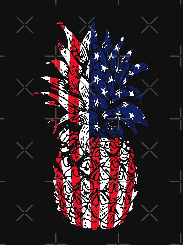 "Pineapple USA Flag Red White Blue Stars Stripes" Tshirt by mousung