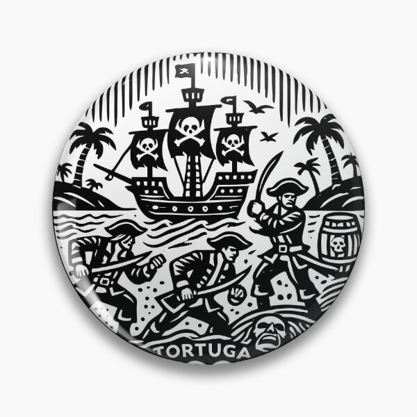 Item preview, Pirates Plundering Tortuga – Vintage Black & White Pirate Adventure Design designed and sold by Victor Shadehorn.