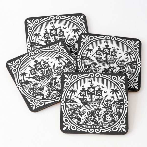 Item preview, Pirates Plundering Tortuga – Vintage Black & White Pirate Adventure Design designed and sold by Victor Shadehorn.
