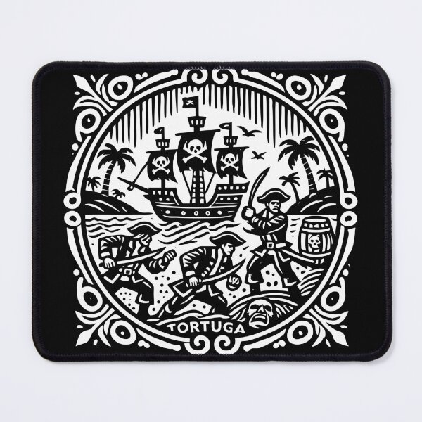 Item preview, Pirates Plundering Tortuga – Vintage Black & White Pirate Adventure Design designed and sold by Victor Shadehorn.