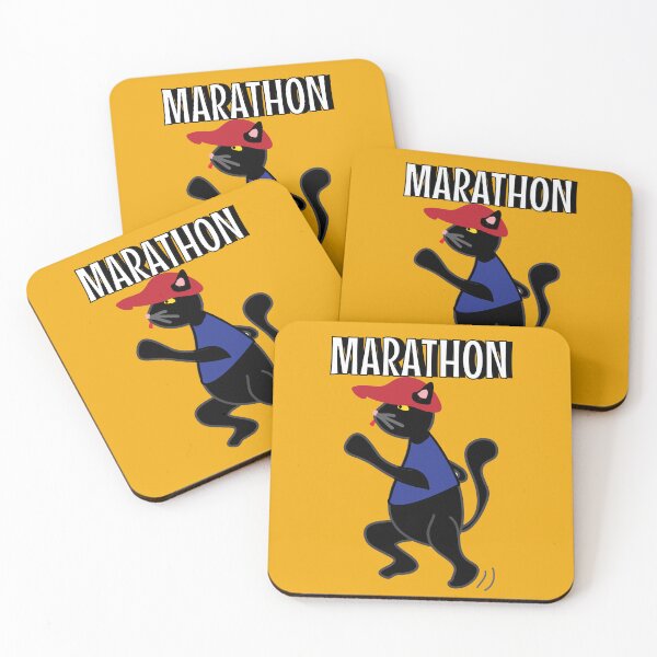 Item preview, Marathon runner cute black cat designed and sold by fluffyfamcraft.