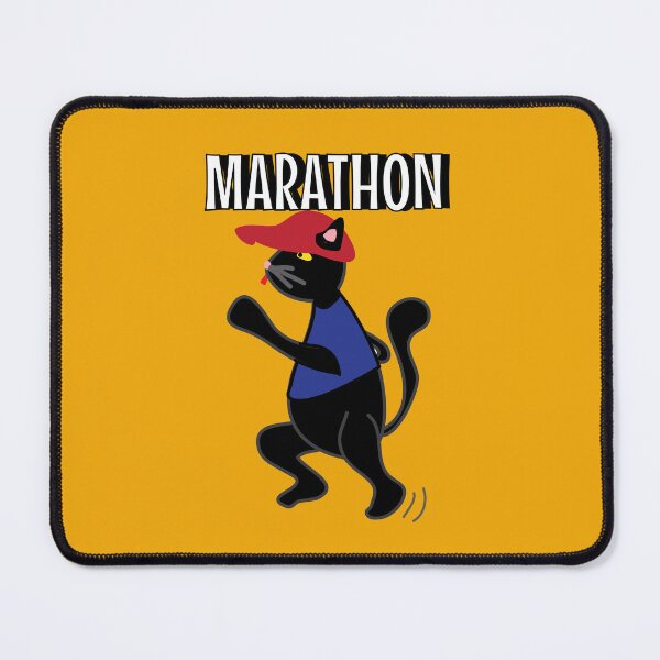 Item preview, Marathon runner cute black cat designed and sold by fluffyfamcraft.