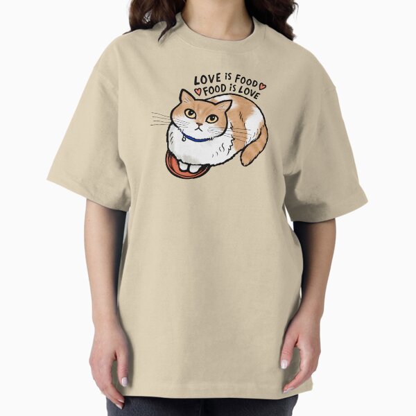 Vista previa del artículo con la obra «Plato de comida Gatito El amor de los gatos es comida, la comida es amor ~ Gato naranja y blanco», diseñado y vendido por Jenn Inashvili.