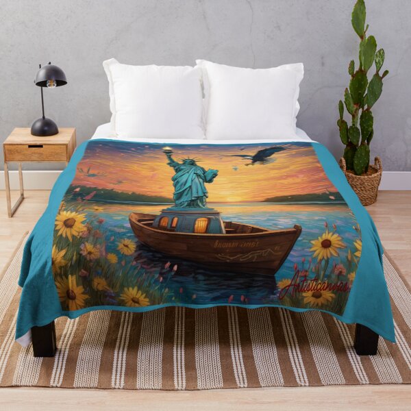 Item preview, "Surreal Liberty: Statue of Liberty Floating at Sunset" designed and sold by Artisticanvas.