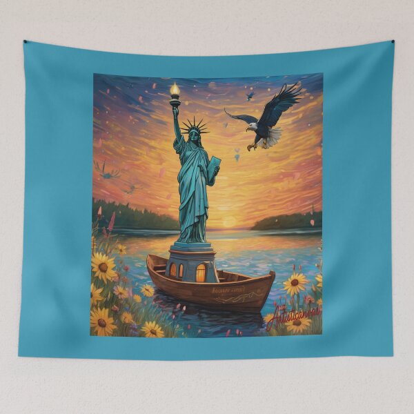 Item preview, "Surreal Liberty: Statue of Liberty Floating at Sunset" designed and sold by Artisticanvas.