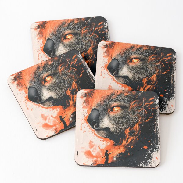 Item preview, Animal Fiery Koala Spirit Giant Orange Eyes Lone Samurai Confrontation Epic designed and sold by yinttigrric.