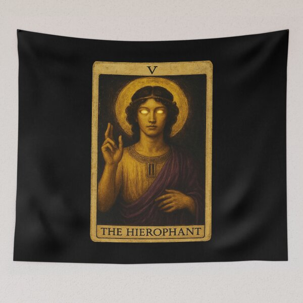 Item preview, The Hierophant Tarot Card Black and Gold designed and sold by hauntedtees.