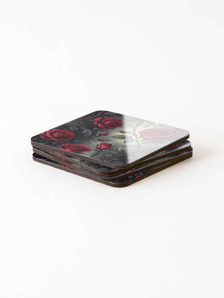 Thumbnail 4 of 5, Coasters (Set of 4), Gothic Red Roses designed and sold by EclecticMonkey.