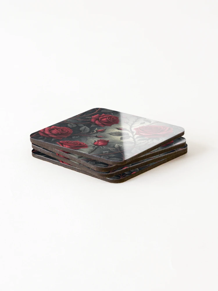 Thumbnail 4 of 5, Coasters (Set of 4), Gothic Red Roses designed and sold by Eclectic Monkey.
