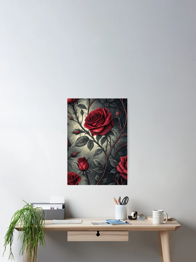 Thumbnail 2 of 3, Poster, Gothic Red Roses designed and sold by Eclectic Monkey.