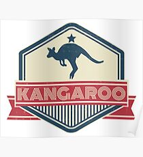 Retro Kangaroo badge Poster
