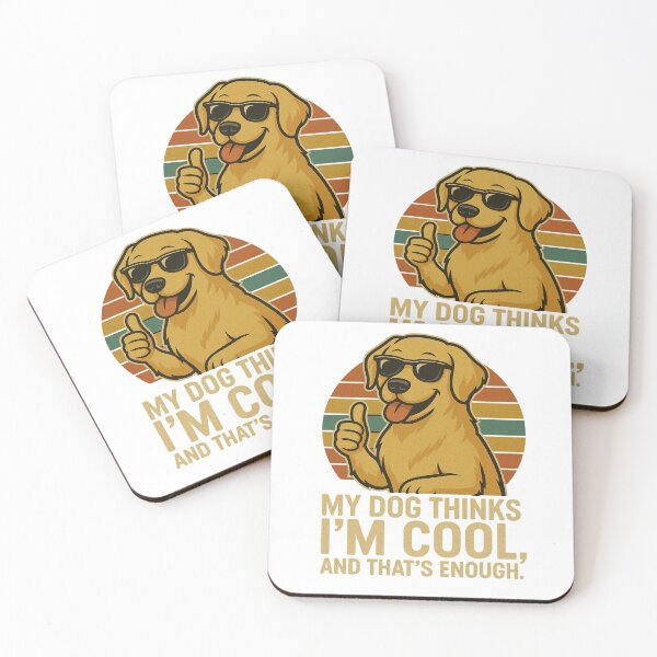 Item preview, My Dog Thinks I'm Cool - Yellow Labrador Funny Retro Dog Design designed and sold by ExitSignArchive.