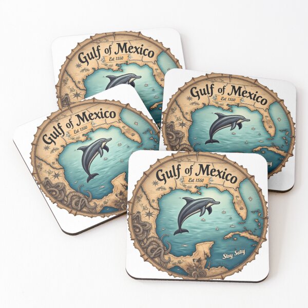 Item preview, Gulf of Mexico Stay Salty Dolphin Vintage Map Art designed and sold by PacImpressions.