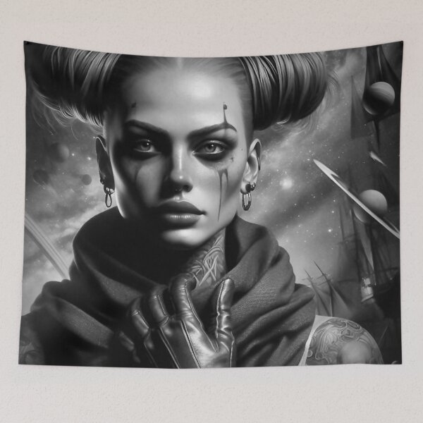 Item preview, "Stellar Outlaw - Black & White Cosmic Pirate Art" designed and sold by Ghost Archer Illusions.