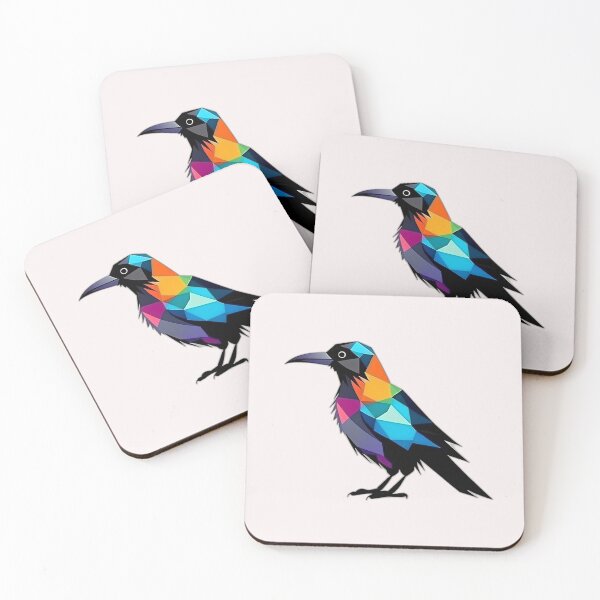Item preview, Black Coloured Crow Bird Geometric Shaped Artwork designed and sold by Geonimalia.